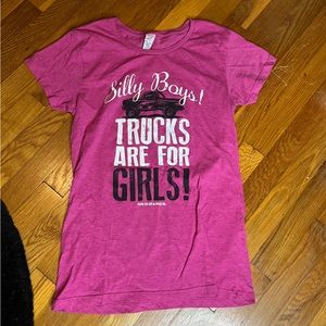 Farm Girl Pink Silly Boys Trucks Are For Girls Graphic Tee Shirt Size Medium